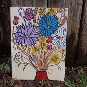 Whimsical Flower Painting Folk Art